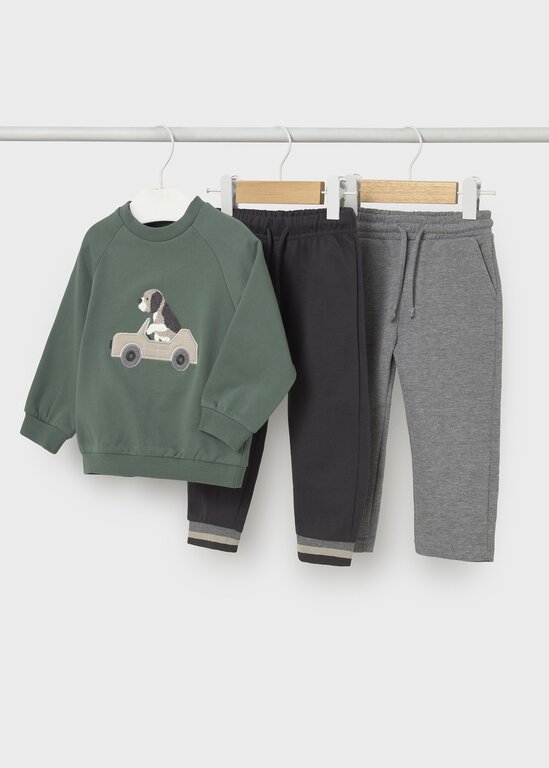 MAYORAL ENSEMBLE 2 PIÈCES EN MOLLETON À BRODERIE DE CHIEN - VERT