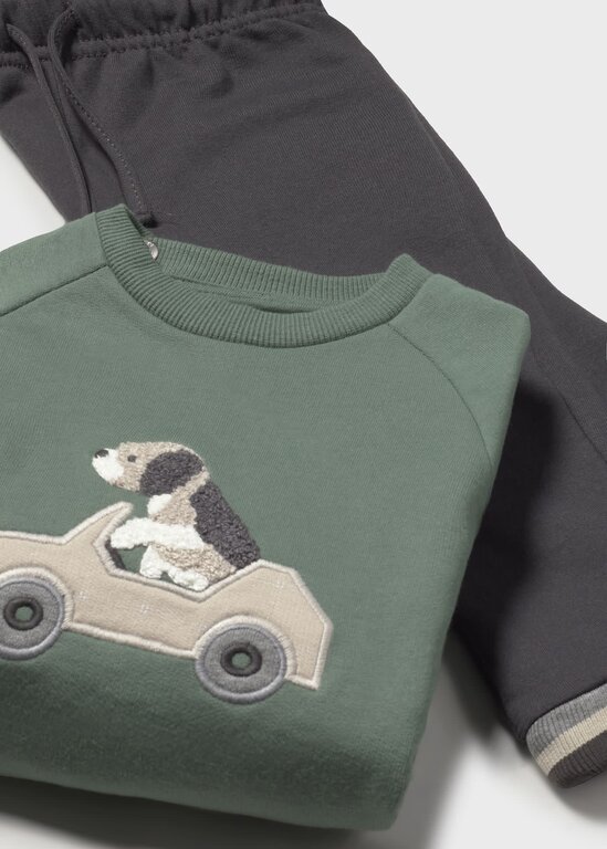 MAYORAL ENSEMBLE 2 PIÈCES EN MOLLETON À BRODERIE DE CHIEN - VERT