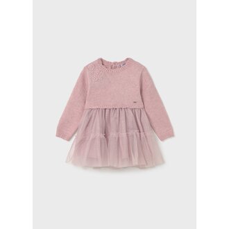 MAYORAL ROBE BI-MATIÈRE TRICOT ET TULLE - QUARTZ