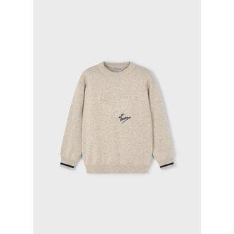 PULL EN TRICOT AVEC BALLE DE BASEBALL - BEIGE