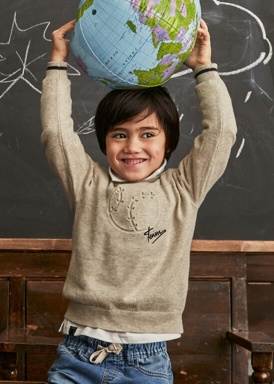 MAYORAL PULL EN TRICOT AVEC BALLE DE BASEBALL - BEIGE