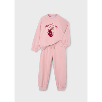 MAYORAL ENSEMBLE EN MOLLETON AVEC BRODERIE DE FRAISE - ROSE