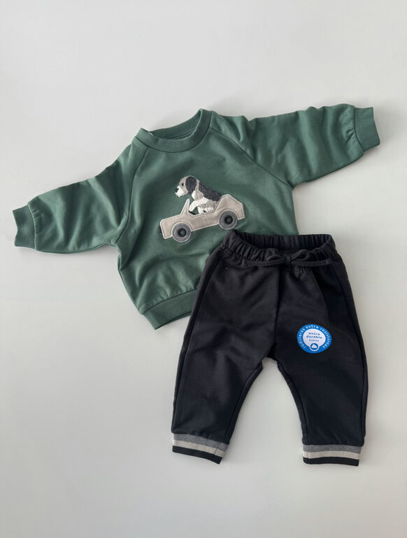 MAYORAL ENSEMBLE 2 PIÈCES EN MOLLETON À BRODERIE DE CHIEN - VERT