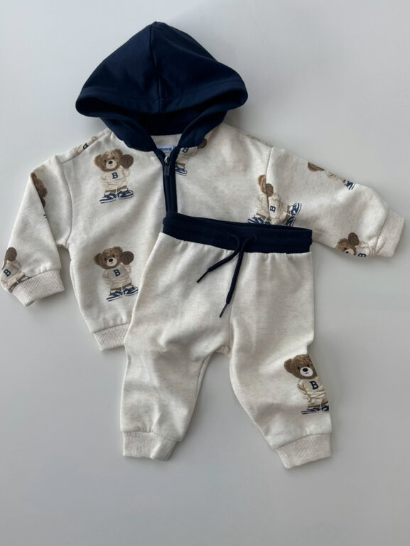 MAYORAL ENSEMBLE 2 PIÈCES EN MOLLETON À MOTIFS D'OURSONS - BEIGE