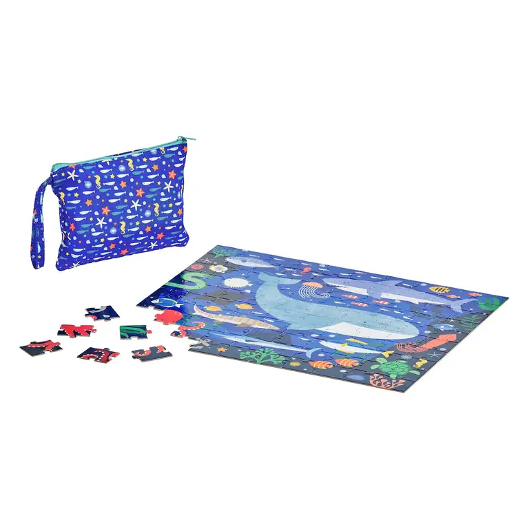 PETIT COLLAGE PUZZLE DE VOYAGE 2 EN 1 (49 PCS) - UNDER THE SEA
