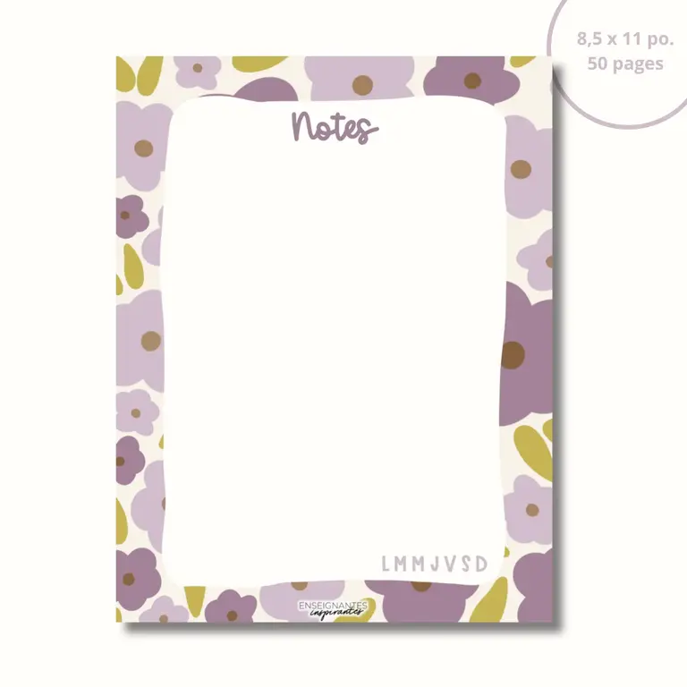 ENSEIGNANTES INSPIRANTES BLOC-NOTE- NOTES - LAVANDE 2.0