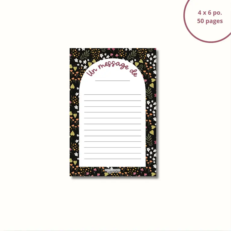 ENSEIGNANTES INSPIRANTES BLOC-NOTE : UN MESSAGE DE - NOIR FLEURI