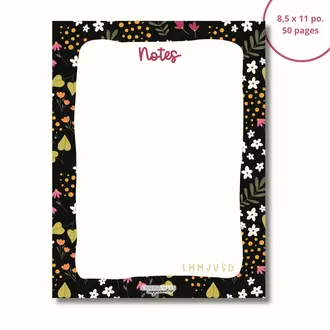 ENSEIGNANTES INSPIRANTES BLOC-NOTE - NOTES - NOIR FLEURI