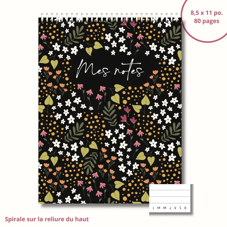 ENSEIGNANTES INSPIRANTES CAHIER DE NOTES - FLEURI NOIR