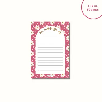 ENSEIGNANTES INSPIRANTES BLOC-NOTE UN MESSAGE DE - MARGUERITES FUCHSIA