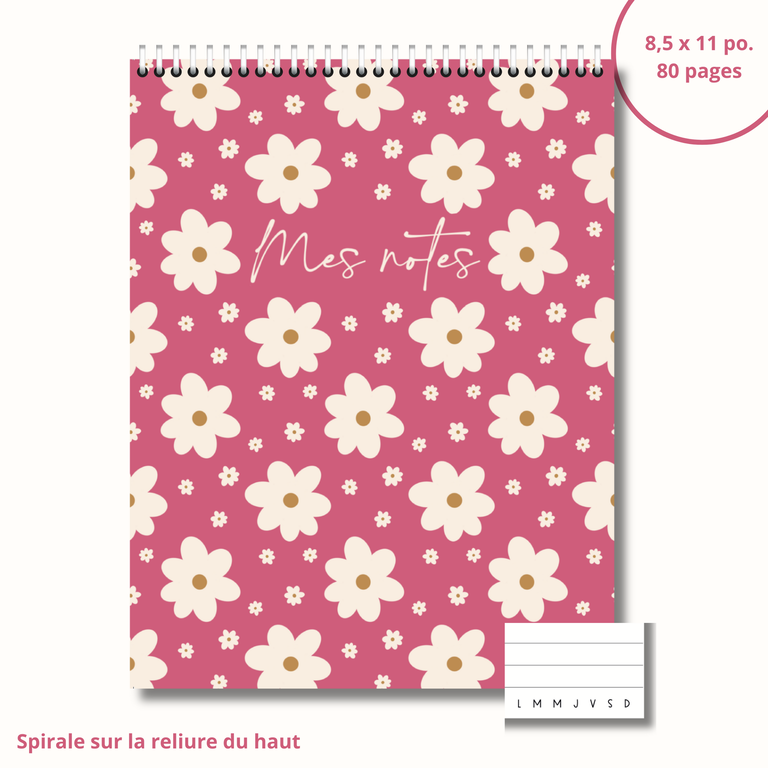 ENSEIGNANTES INSPIRANTES CAHIER DE NOTES - MARGUERITES FUCHSIA