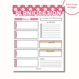 ENSEIGNANTES INSPIRANTES BLOC-NOTE PLANIFICATION HEBDOMADAIRE - MARGUERITES FUCHSIA