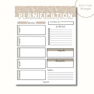 ENSEIGNANTES INSPIRANTES BLOC-NOTE PLANIFICATION HEBDOMADAIRE - LINE ART