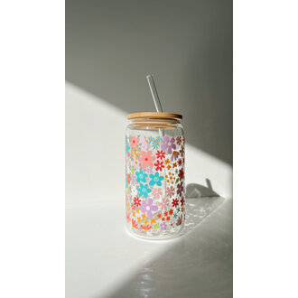 ALAROCQUE DESIGN VERRE  16 OZ - FLEURS COLORÉES