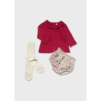 ENSEMBLE TRICOT ET BLOOMER 3 PIÈCES - CERISE