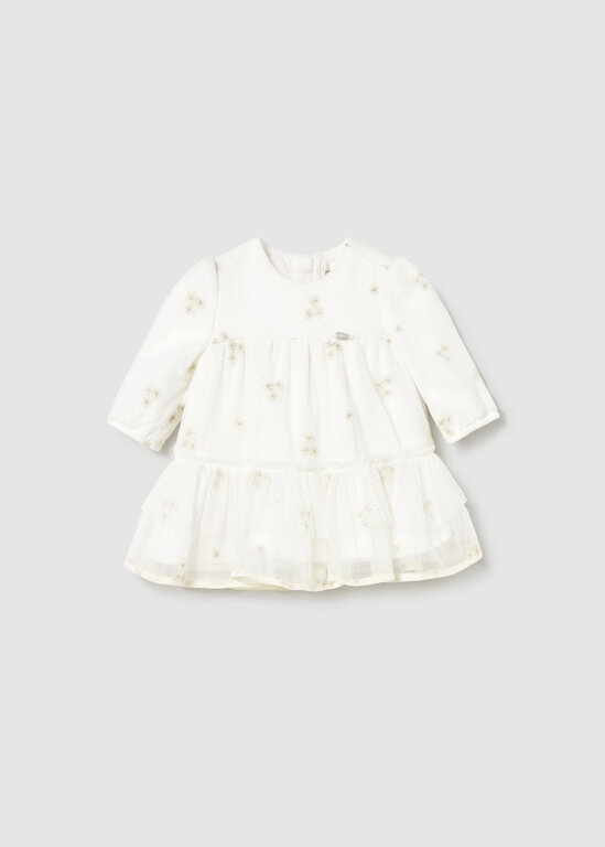ROBE EN TULLE AVEC DÉTAIL DORÉ - ÉCRU