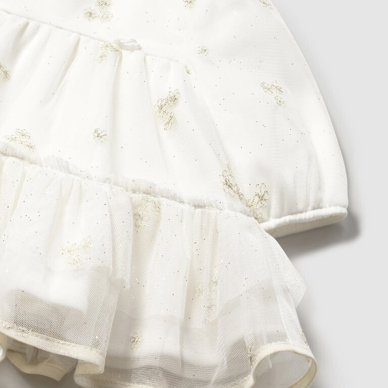 MAYORAL ROBE EN TULLE AVEC DÉTAIL DORÉ - ÉCRU