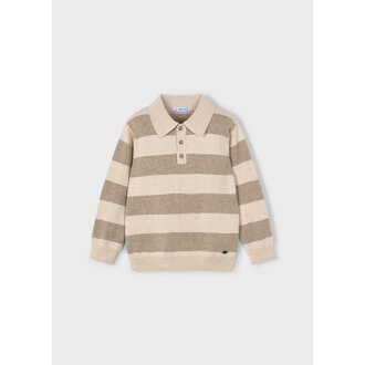 MAYORAL POLO MANCHES LONGUES EN TRICOT RAYÉ - TAUPE