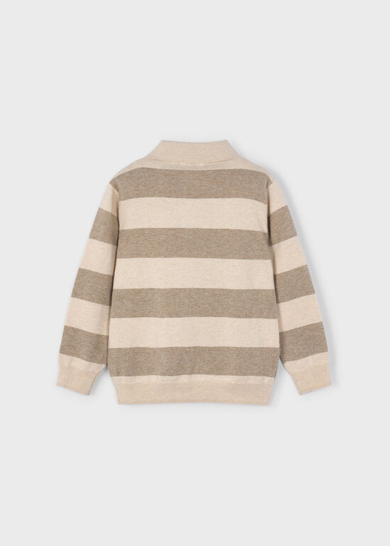MAYORAL POLO MANCHES LONGUES EN TRICOT RAYÉ - TAUPE