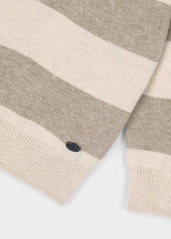 MAYORAL POLO MANCHES LONGUES EN TRICOT RAYÉ - TAUPE