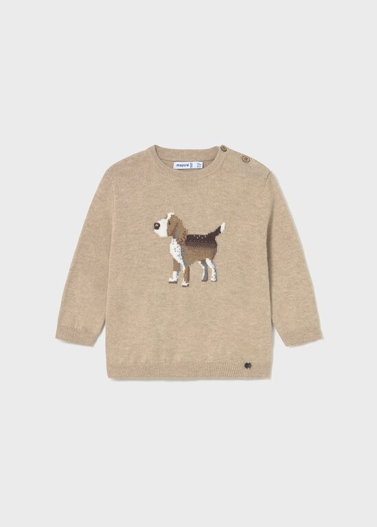 MAYORAL PULL EN TRICOT À BRODERIE DE CHIEN - BEIGE