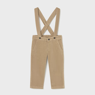 MAYORAL PANTALON EN VELOURS À BRETELLES - BEIGE