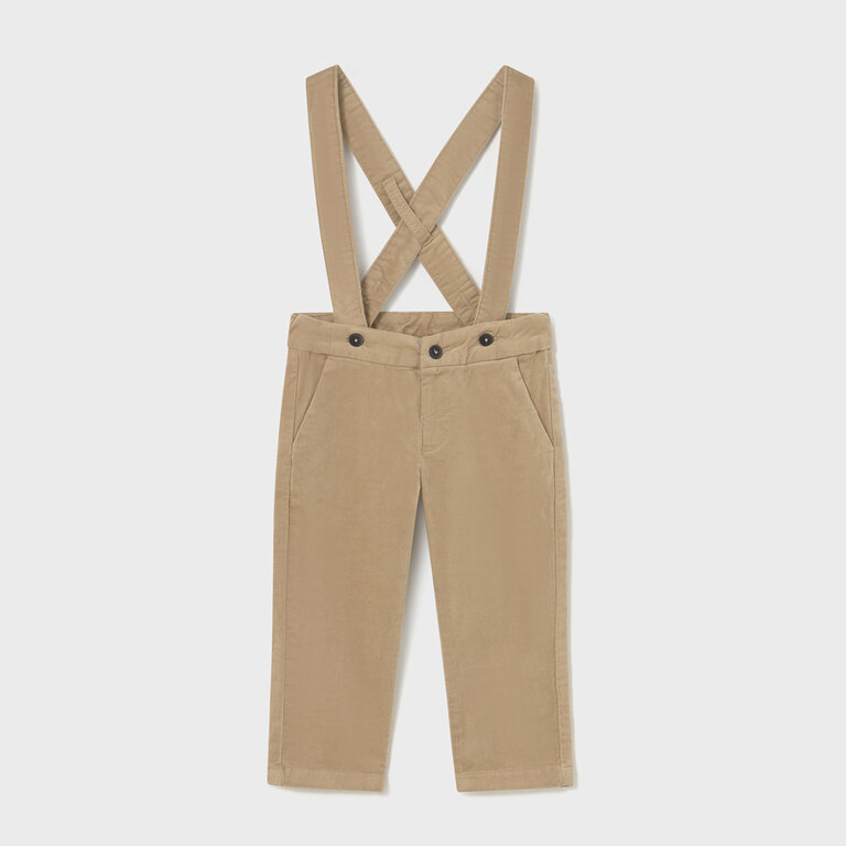 MAYORAL PANTALON EN VELOURS À BRETELLES - BEIGE