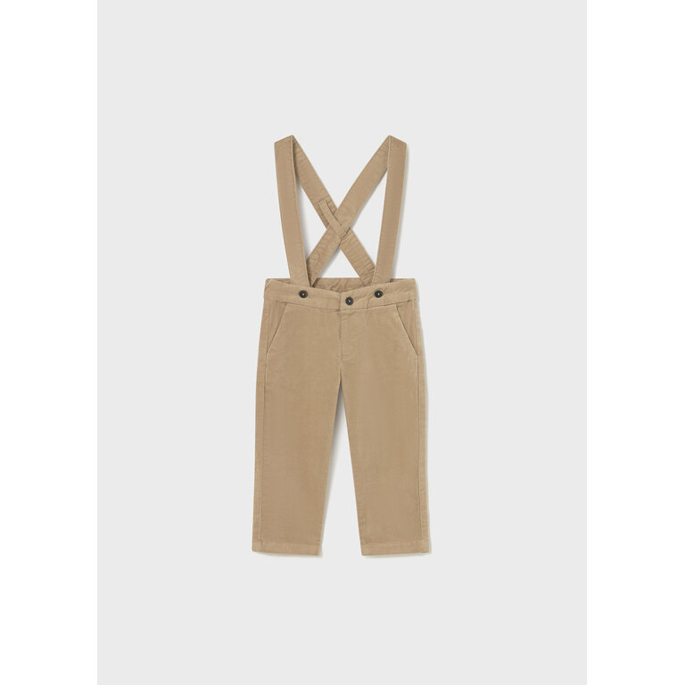 MAYORAL PANTALON EN VELOURS À BRETELLES - BEIGE