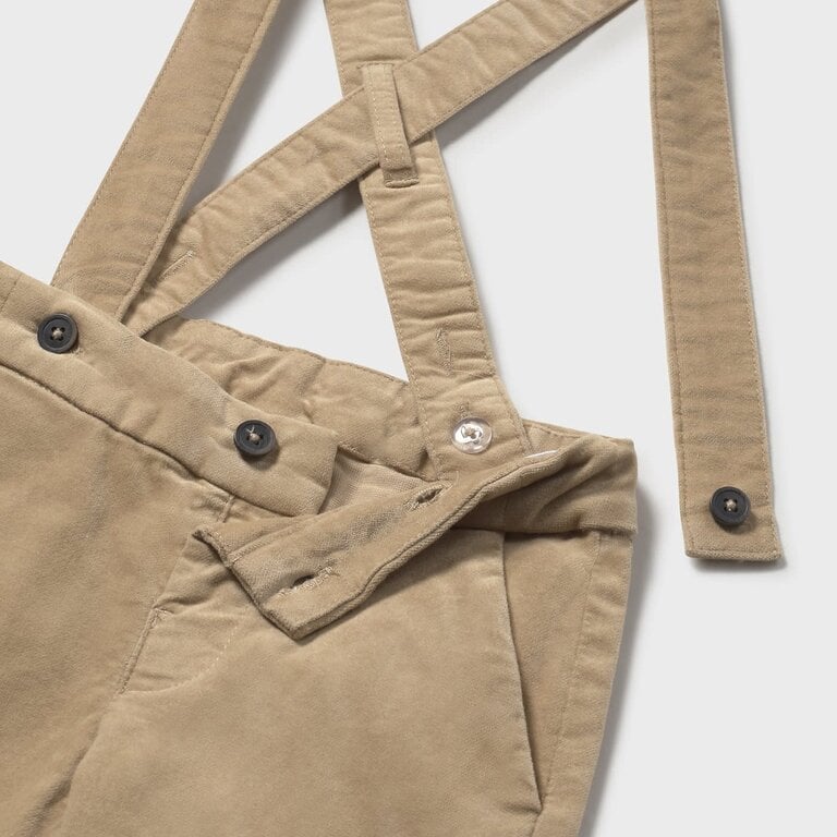 MAYORAL PANTALON EN VELOURS À BRETELLES - BEIGE