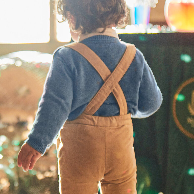 MAYORAL PANTALON EN VELOURS À BRETELLES - BEIGE