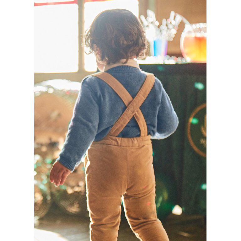 MAYORAL PANTALON EN VELOURS À BRETELLES - BEIGE