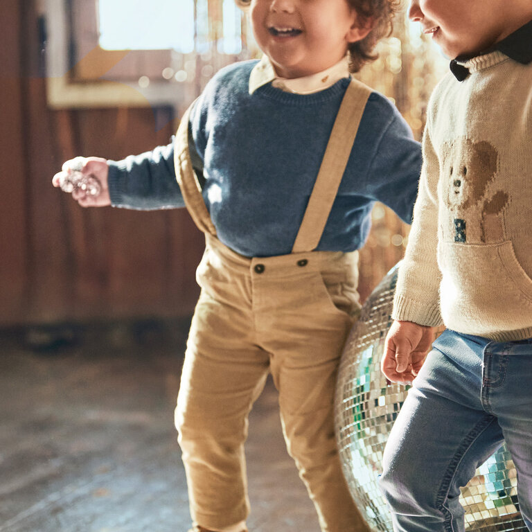 MAYORAL PANTALON EN VELOURS À BRETELLES - BEIGE