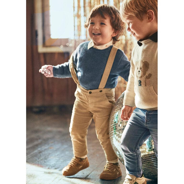 MAYORAL CORDUROY PANTS WITH SUSPENDERS - BEIGE