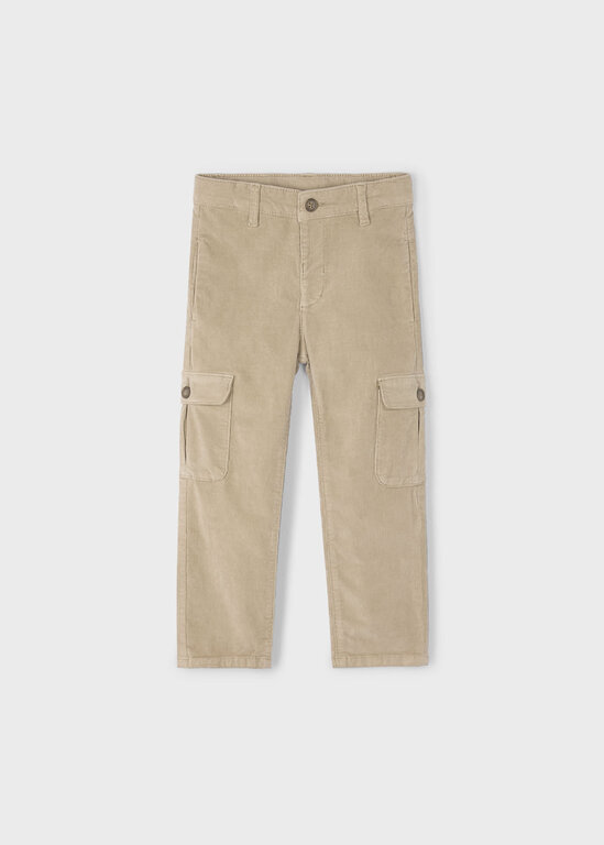 PANTALON CARGO EN VELOURS CÔTELÉ - BLÉ