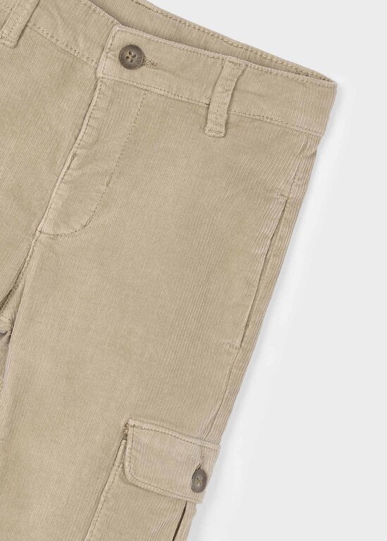 PANTALON CARGO EN VELOURS CÔTELÉ - BLÉ
