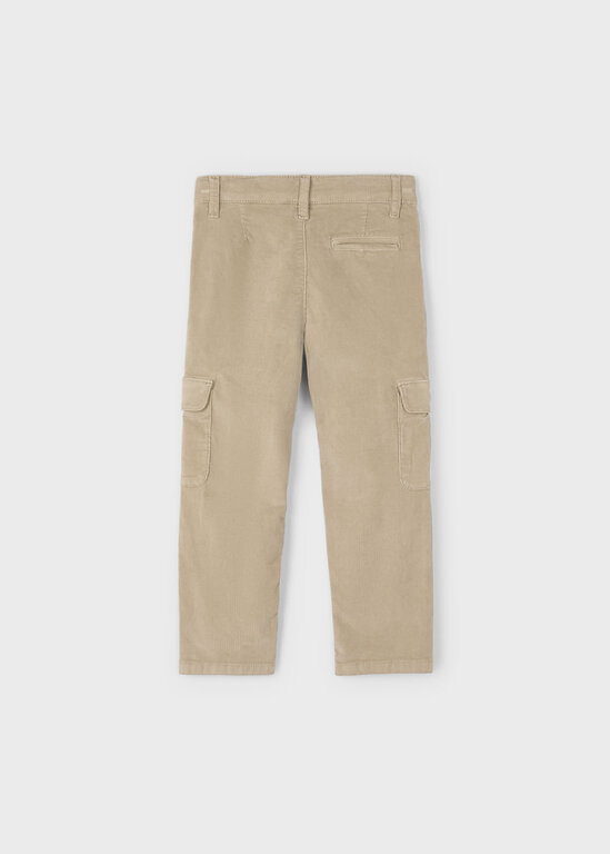 PANTALON CARGO EN VELOURS CÔTELÉ - BLÉ