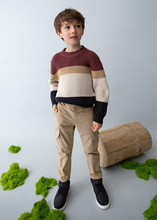 PANTALON CARGO EN VELOURS CÔTELÉ - BLÉ