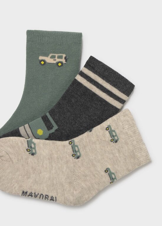MAYORAL ENSEMBLE DE 3 CHAUSSETTES DE FANTAISIE CAMION - VERT