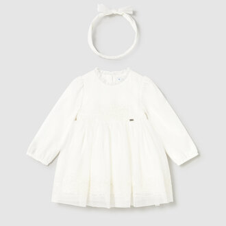 MAYORAL ROBE DE CÉRÉMONIE EN TULLE BRODÉ ET BANDEAU - ÉCRU
