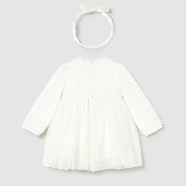 MAYORAL ROBE DE CÉRÉMONIE EN TULLE BRODÉ ET BANDEAU - ÉCRU
