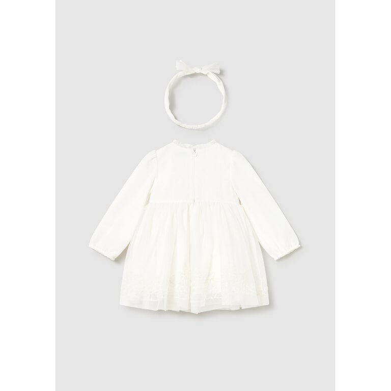 MAYORAL ROBE DE CÉRÉMONIE EN TULLE BRODÉ ET BANDEAU - ÉCRU