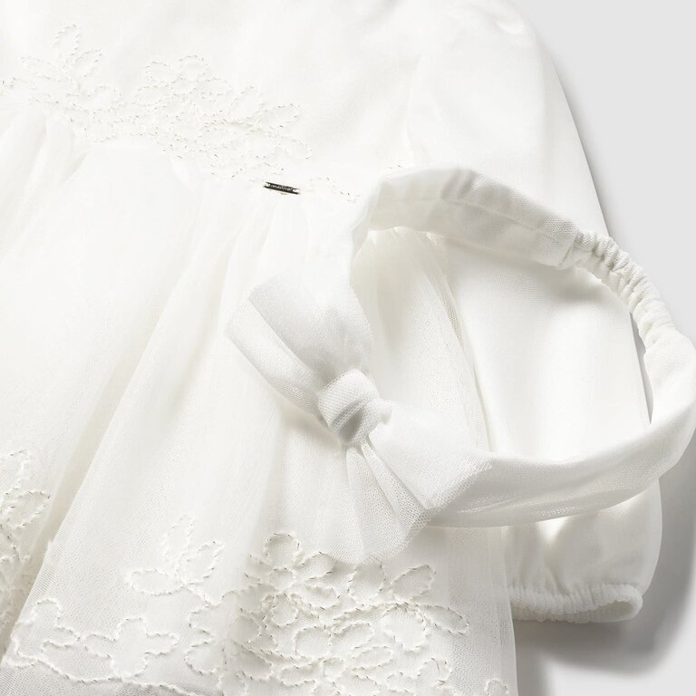 MAYORAL ROBE DE CÉRÉMONIE EN TULLE BRODÉ ET BANDEAU - ÉCRU