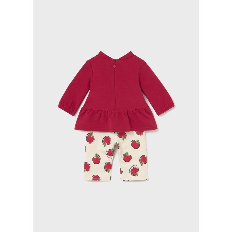 MAYORAL APPLE-PRINT FLEECE SET - CHERRY