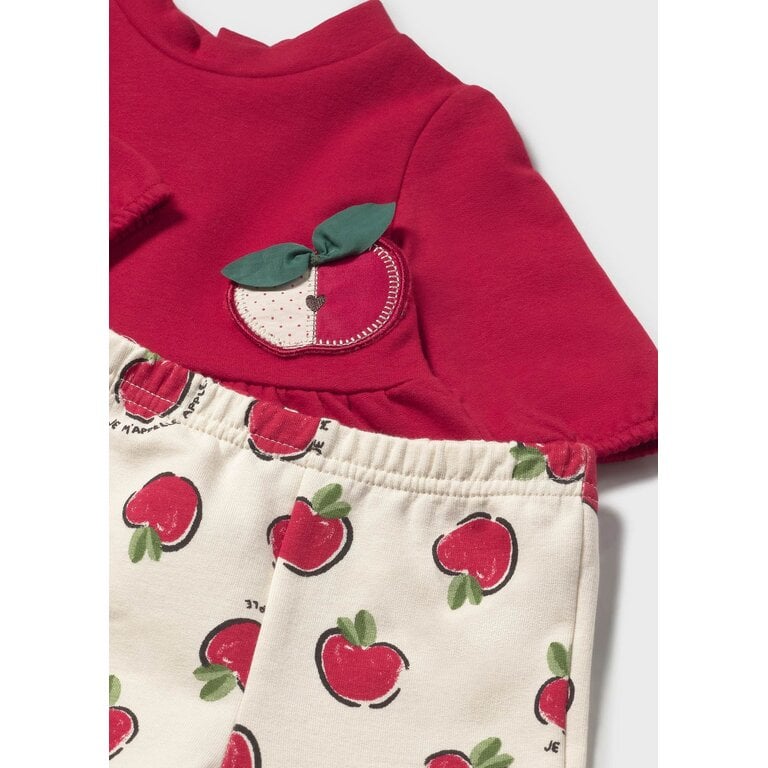 MAYORAL ENSEMBLE EN MOLLETON À MOTIFS DE POMMES - CERISE
