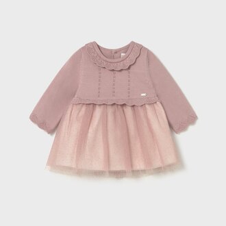 MAYORAL ROBE BI-MATIÈRE TRICOT ET TULLE - PÉTALE