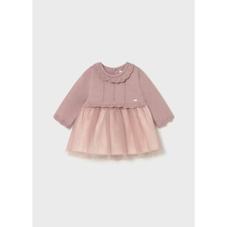 ROBE BI-MATIÈRE TRICOT ET TULLE - PÉTALE