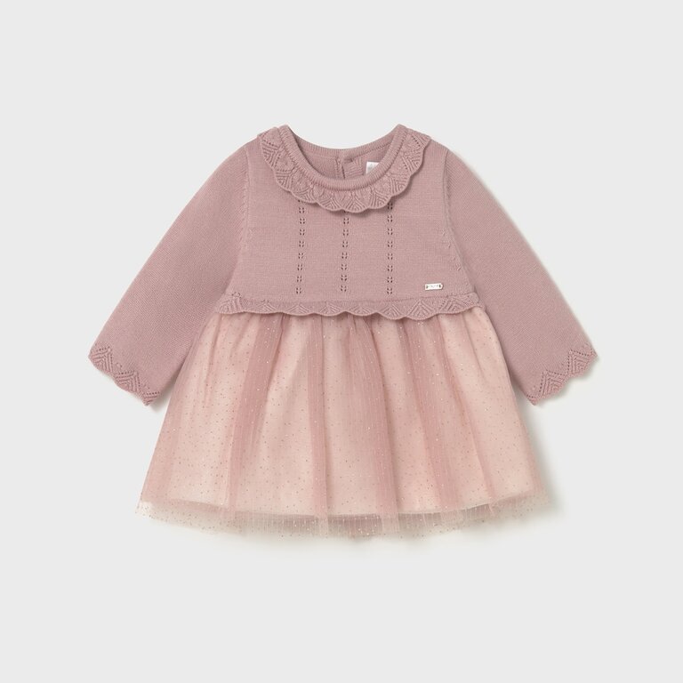 MAYORAL ROBE BI-MATIÈRE TRICOT ET TULLE - PÉTALE