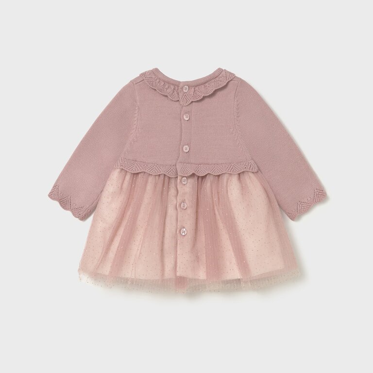 MAYORAL ROBE BI-MATIÈRE TRICOT ET TULLE - PÉTALE