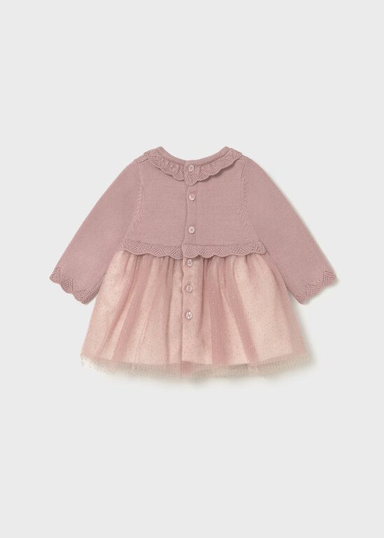 ROBE BI-MATIÈRE TRICOT ET TULLE - PÉTALE