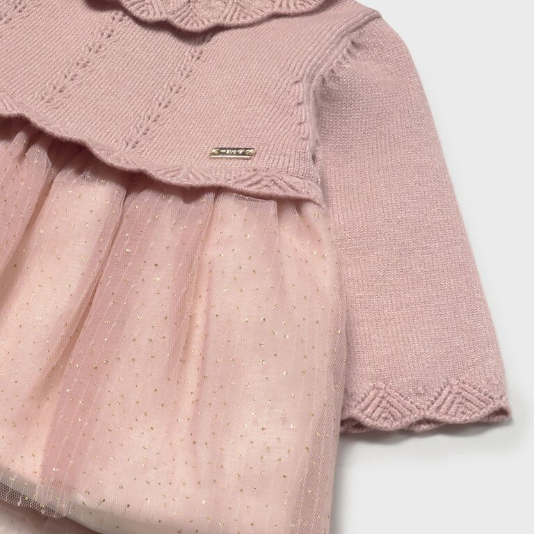 MAYORAL ROBE BI-MATIÈRE TRICOT ET TULLE - PÉTALE